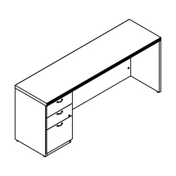Groupe Lacasse Credenza, Left Single Ped, BBF, 72inWx20inDx29-1/2inH, Sahara LAS72DUF2072SR - main